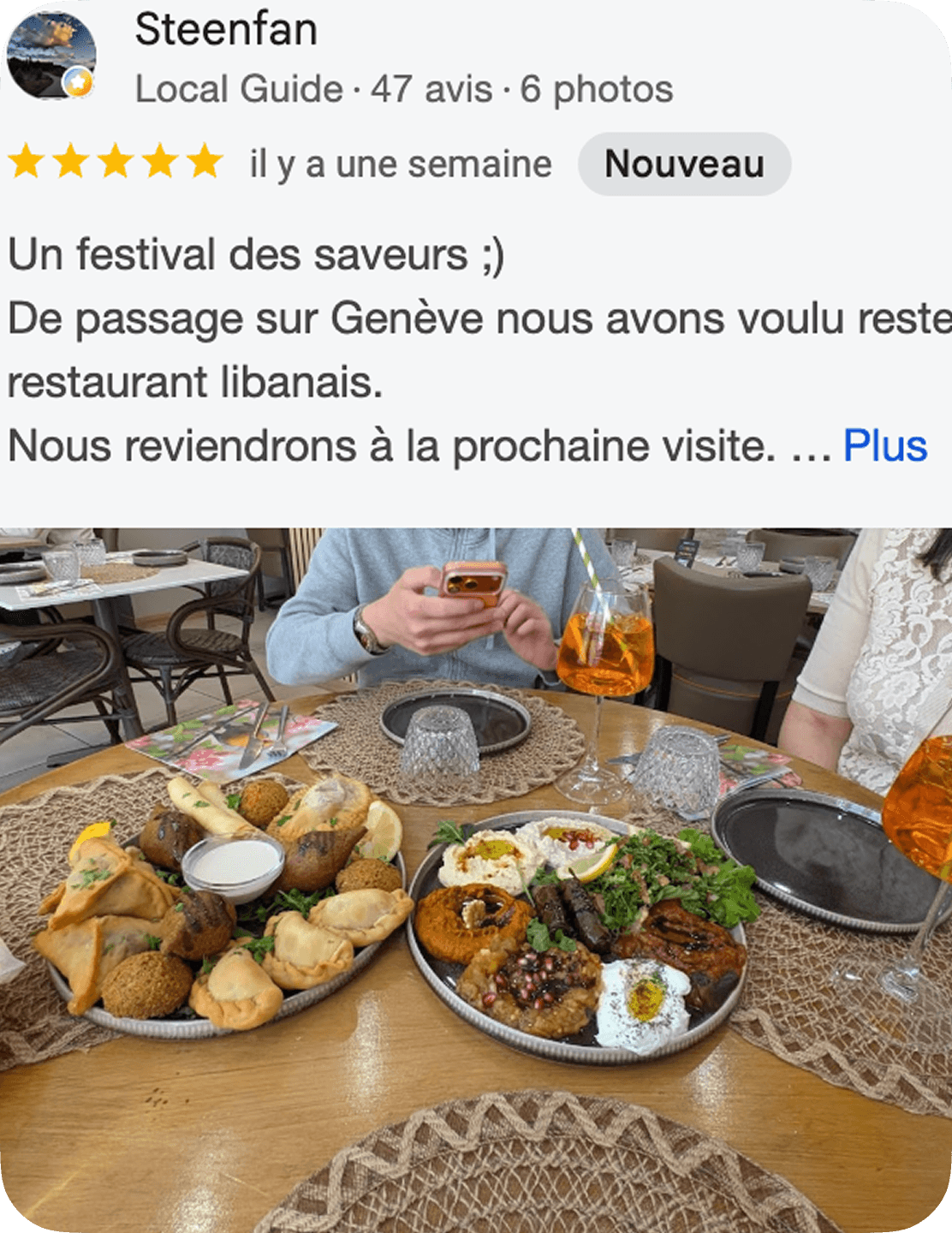 Un avis Google 5 étoiles récolté pendant le challenge.