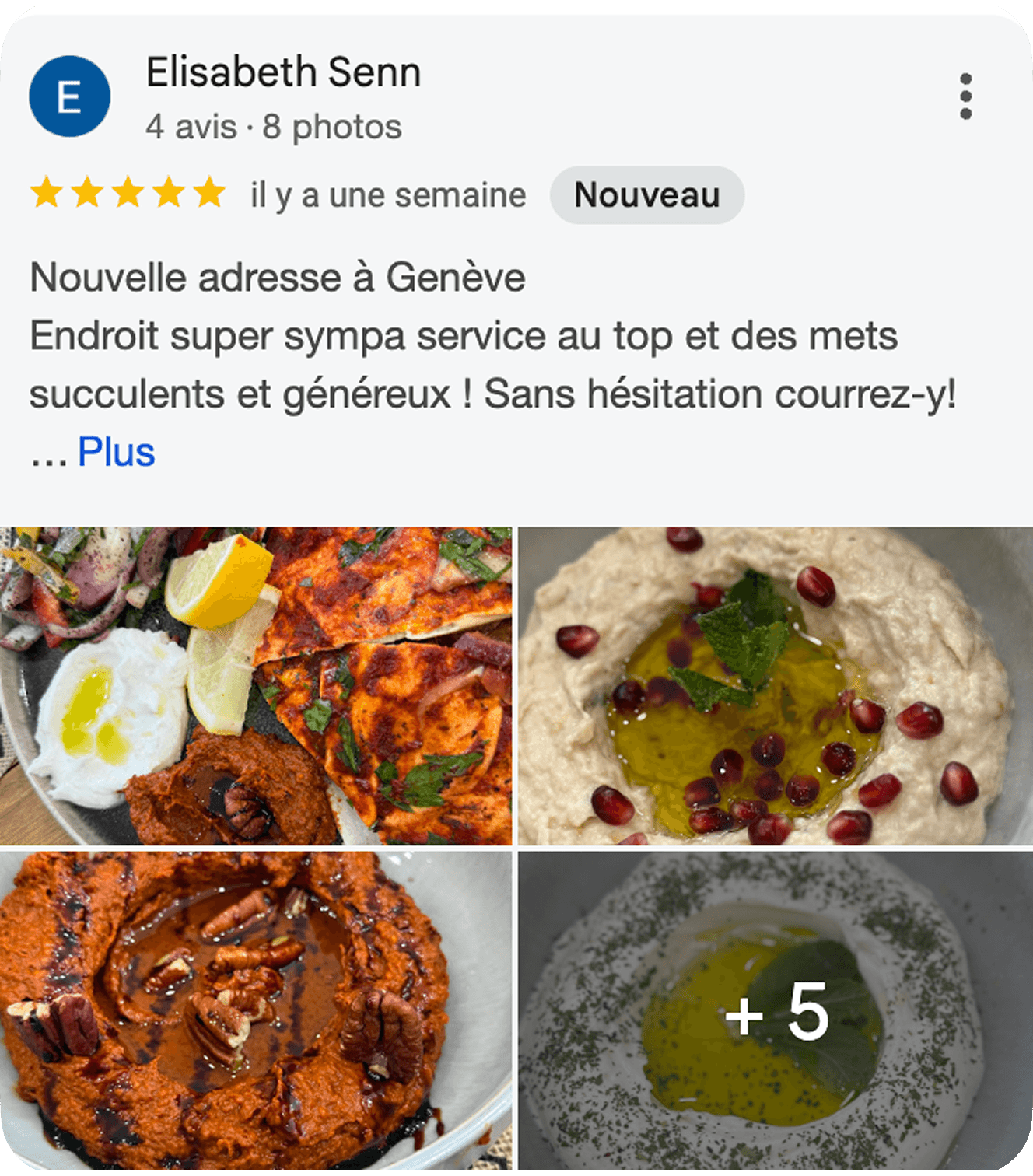 Un avis Google 5 étoiles récolté pendant le challenge.